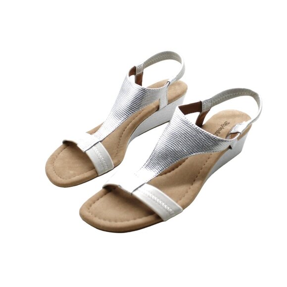 Style & Co Silver Wedge Sandals - Picture 3 of 8